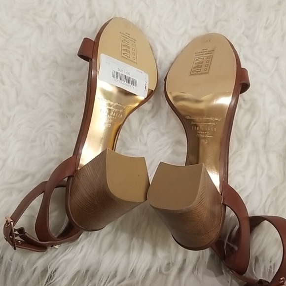 💕TED BAKER💕 Biah Ankle Strap Studded Bow Block Heel Sandals Brown EU 39.5 NWT - Picture 7 of 7